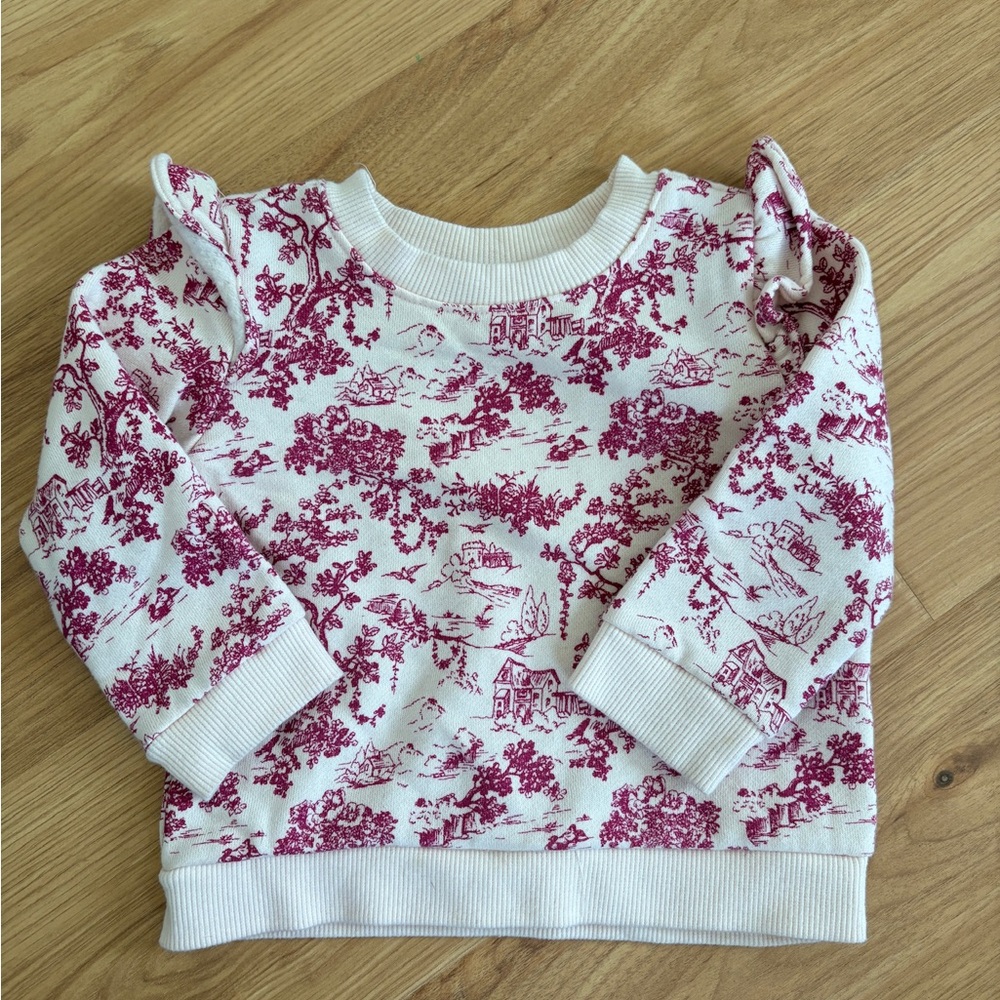 Janie and Jack Burgundy Toile Print Sweatshirt